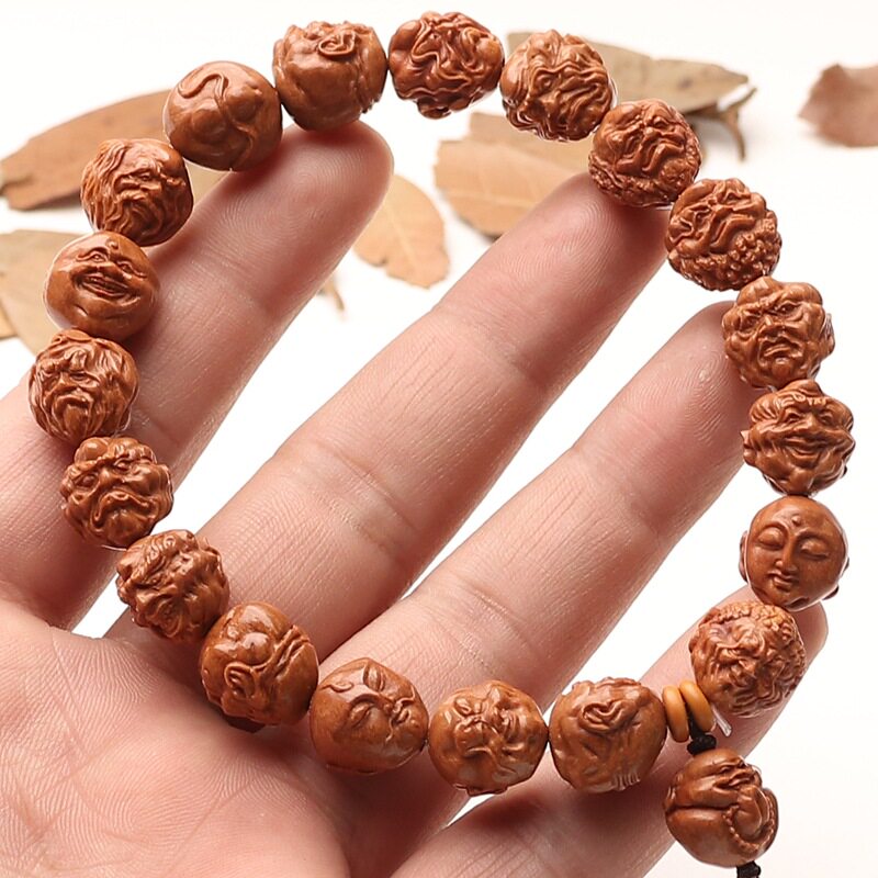 写实小籽十八罗汉手串文玩桃核龙纹核桃雕刻18罗汉小籽手链把件男