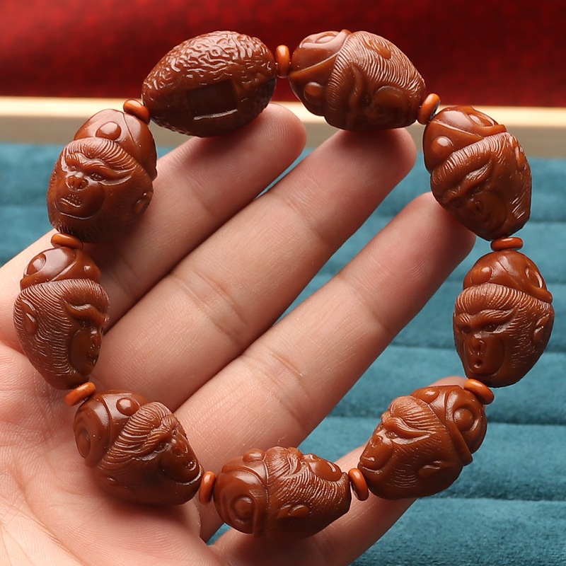 橄榄核雕刻玉化齐天大圣孙悟空猴王猴子老核男女手串佛珠链生肖猴