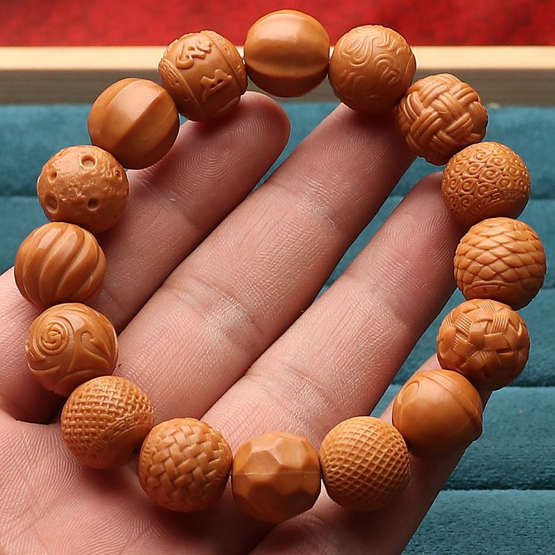多宝猴头核桃文玩手串手工雕刻单圈六字真言单颗手链文玩饰品设计