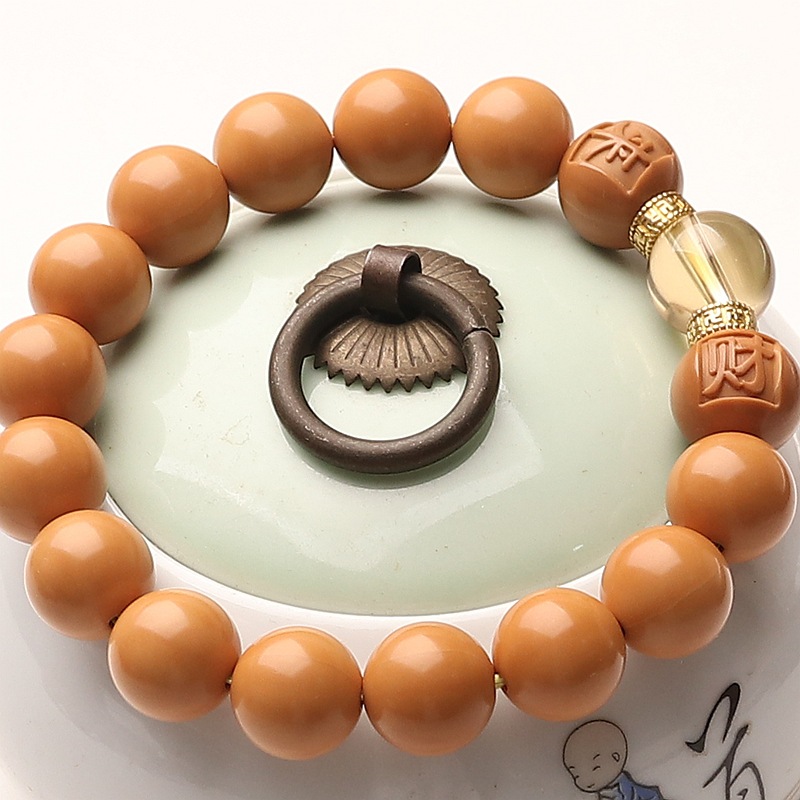 猴头核桃正圆光珠手工素核佛珠手链八方来财顶珠文玩手链招财进宝