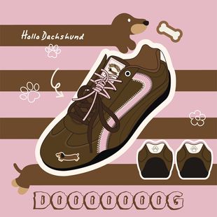 【emoji-lab系列】猫与沙发/腊肠狗复古新款薄底赛车鞋休闲德训鞋