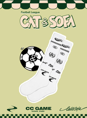 猫与沙发 CATSOFA 多层拼接字母小腿袜潮流百搭男女同款足球长袜