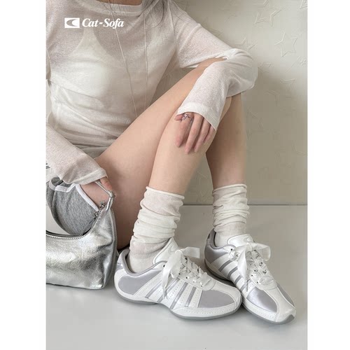 小蛮腰芭蕾 猫与沙发绸缎休闲德训鞋vintage中古着经典薄底鞋女
