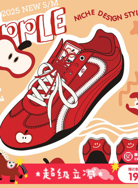 【emoji-lab系列】猫与沙发/苹果鞋红色薄底赛车鞋新款情侣德训鞋