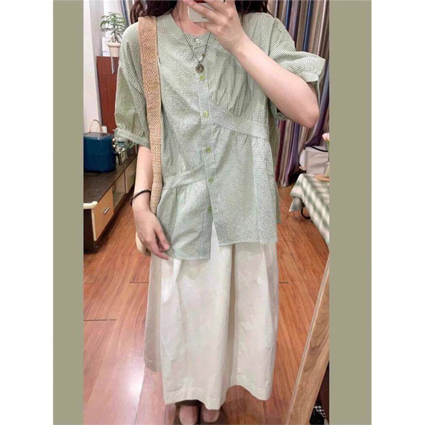 微胖女生夏季穿搭衬衫半身裙两件套装裙女夏装搭配一整套轻熟胖mm