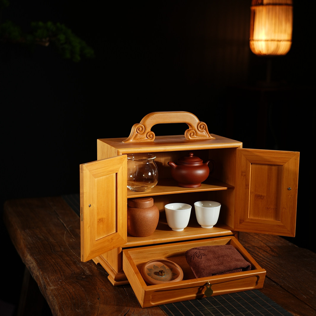 竹制茶室品茗杯茶具茶杯办公复古家用纯手工便携式旅行茶具套组