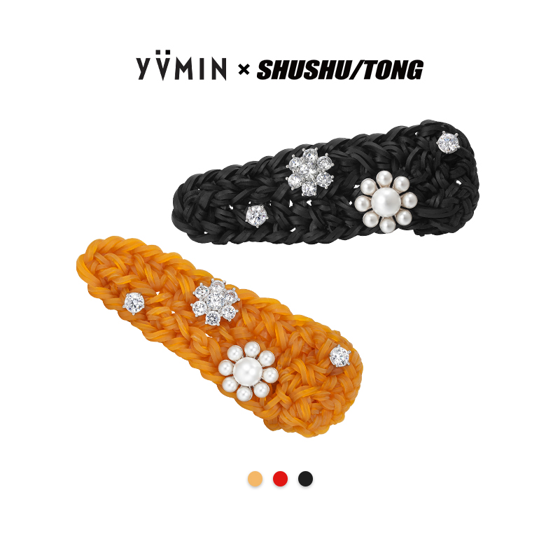 YVMIN尤目x SHUSHUTONG 橡皮筋手工编织钻花发卡发夹礼物新品