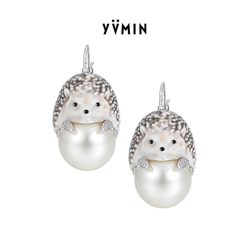 YVMIN尤目 陶瓷刺猬珍珠耳钉设计师生日礼物新品