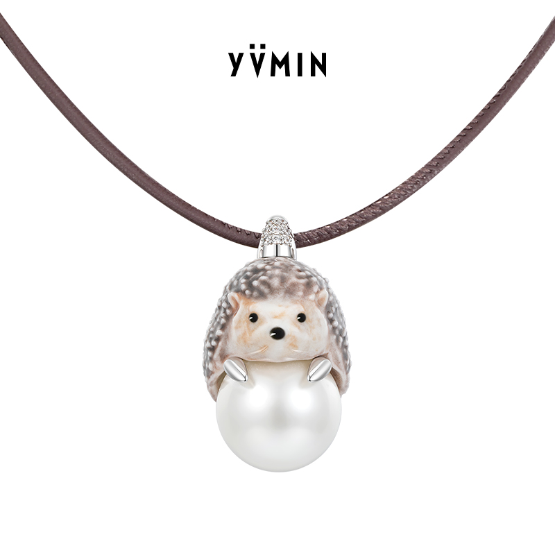 YVMIN尤目 陶瓷刺猬珍珠吊坠项链女款毛衣链设计师生日礼物新品