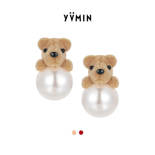 YVMIN尤目小熊珍珠耳钉