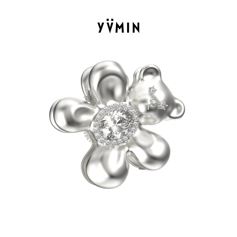 花朵小熊金属抓夹发夹