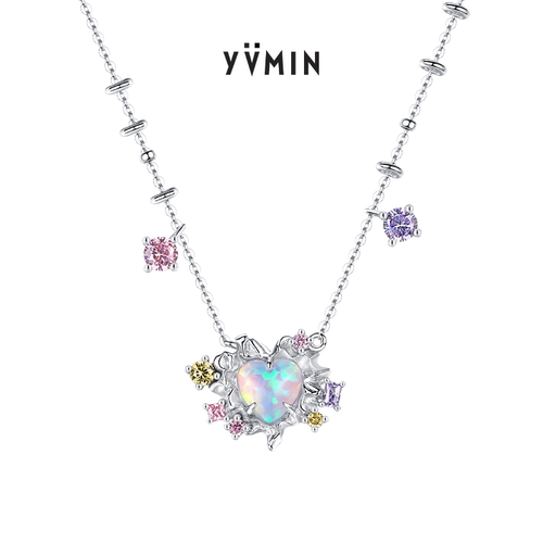 YVMIN尤目欧泊纯银项链女锁骨链