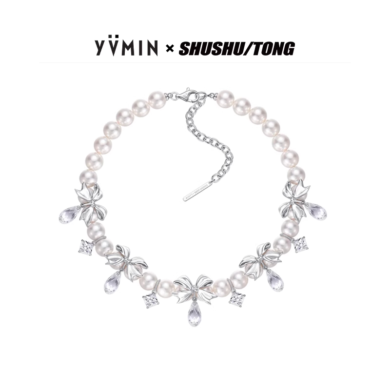 YVMIN尤目蝴蝶结珍珠项链
