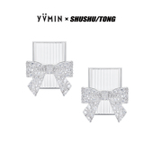 YVMIN尤目x 饰方形玻璃耳钉生日礼物新品 SHUSHUTONG 蝴蝶结装