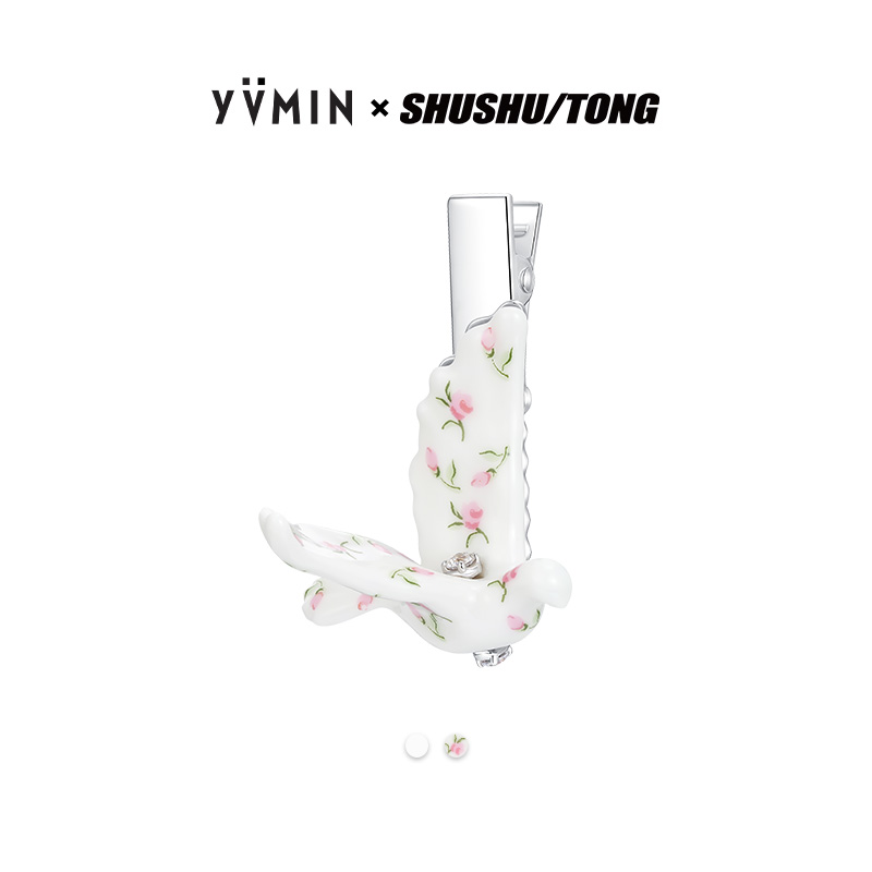 YVMIN尤目碎花陶瓷鸽子发卡边夹