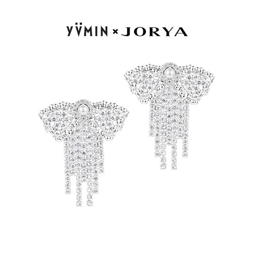 YVMIN尤目 x JORYA 镂空蕾丝蝴蝶结流苏耳钉耳坠生日礼物新品