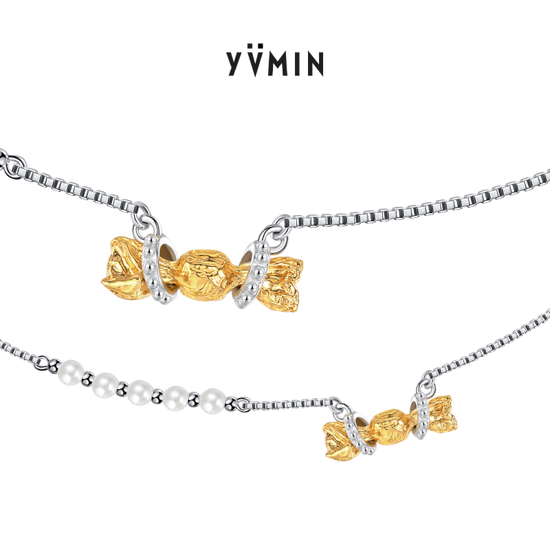 YVMIN尤目金银拼色糖果套环项链