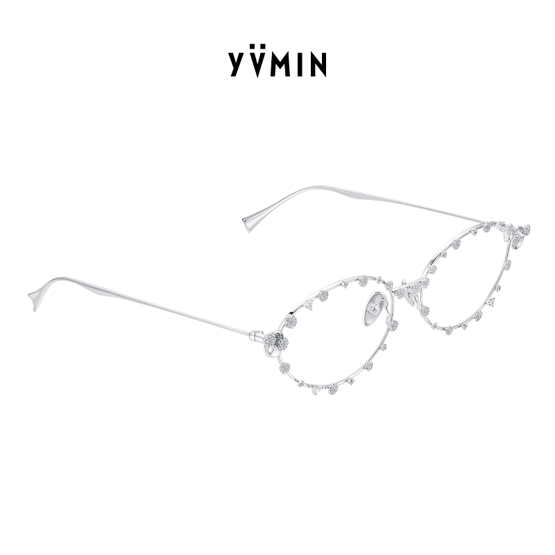 YVMIN尤目花朵碎钻装饰眼镜