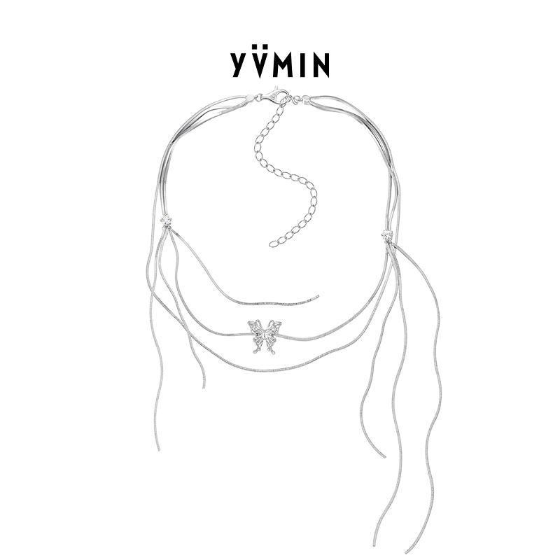 YVMIN尤目液态蝴蝶流苏锁骨链