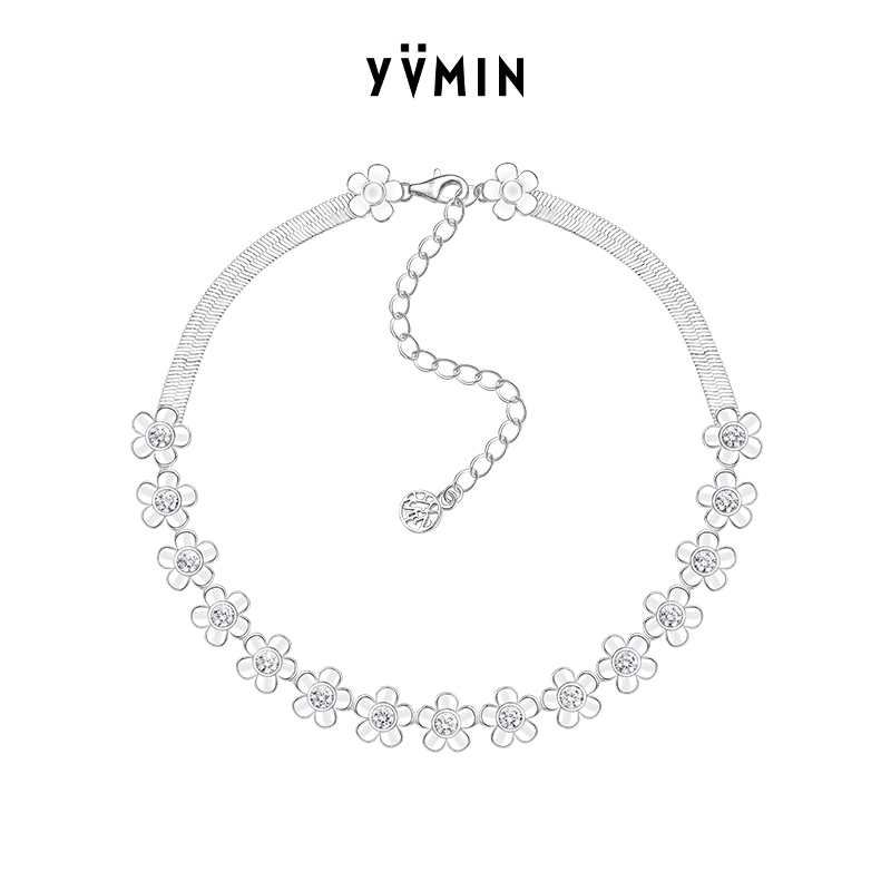 YVMIN尤目 双层花锁链花朵项链锁骨链设计师生日礼物