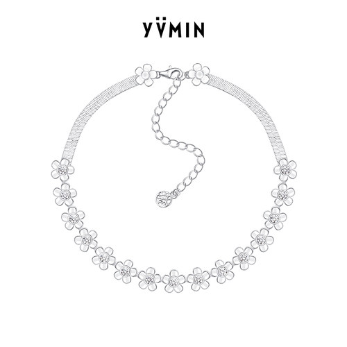 YVMIN尤目 双层花锁链花朵项链锁骨链设计师生日礼物
