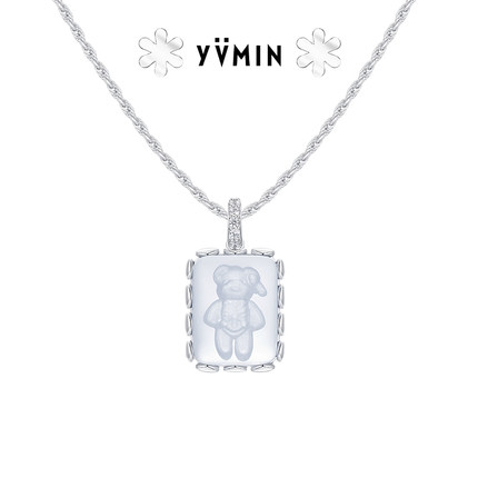 YVMIN尤目 水晶熊花边吊坠小熊项链设计师新年生日礼物新品