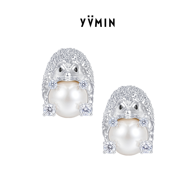 YVMIN尤目 金属刺猬珍珠耳钉设计师礼物新品