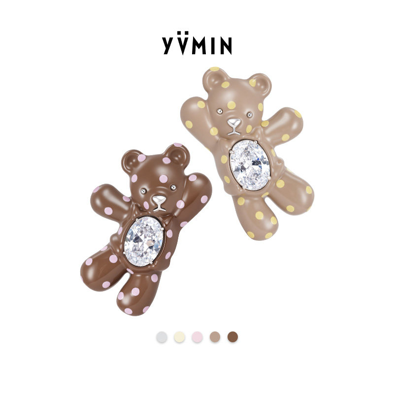 YVMIN尤目 波点招手小熊发夹发卡边夹设计师首饰生日礼物