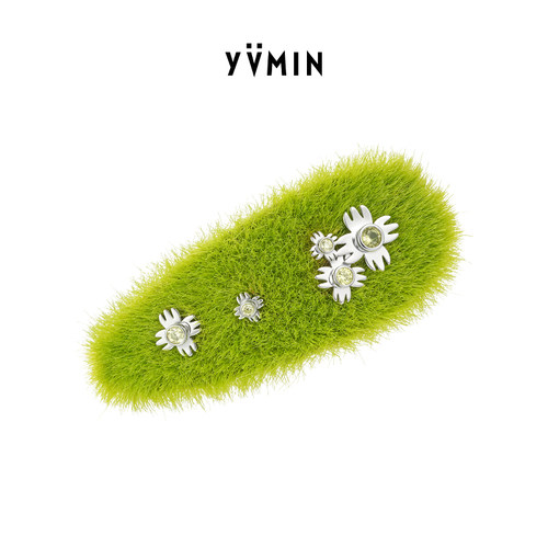 YVMIN尤目 草地BB夹宝石镶嵌毛绒发夹边夹刘海夹生日礼物新品