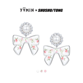 YVMIN尤目xSHUSHUTONG 珍珠陶瓷蝴蝶结耳坠耳环耳钉耳夹生日礼物