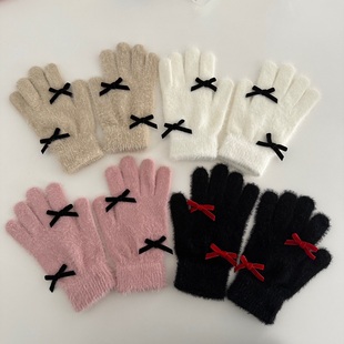 灵魂挚友|蝴蝶结秋冬保暖毛线针织防寒暖可爱蝴蝶手套美学生分指