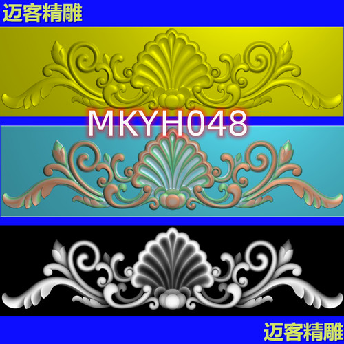 欧式洋花精雕图新款帽顶洋花浮雕灰度图带线矢量洋花图外墙洋花构
