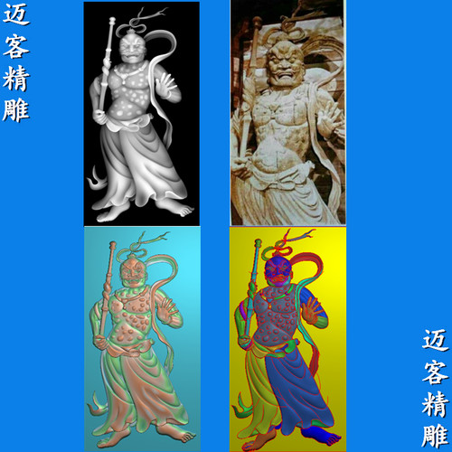 哼哈二将精雕图鬼神浮雕灰度图哼哈二鬼石雕木雕神像鬼带线条