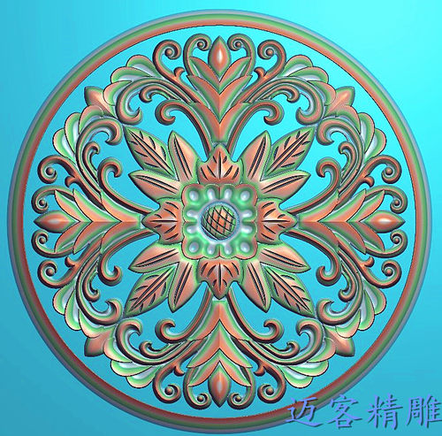 洋花精雕图 浮雕灰度图圆盘镂欧式家装玉雕木雕高清
