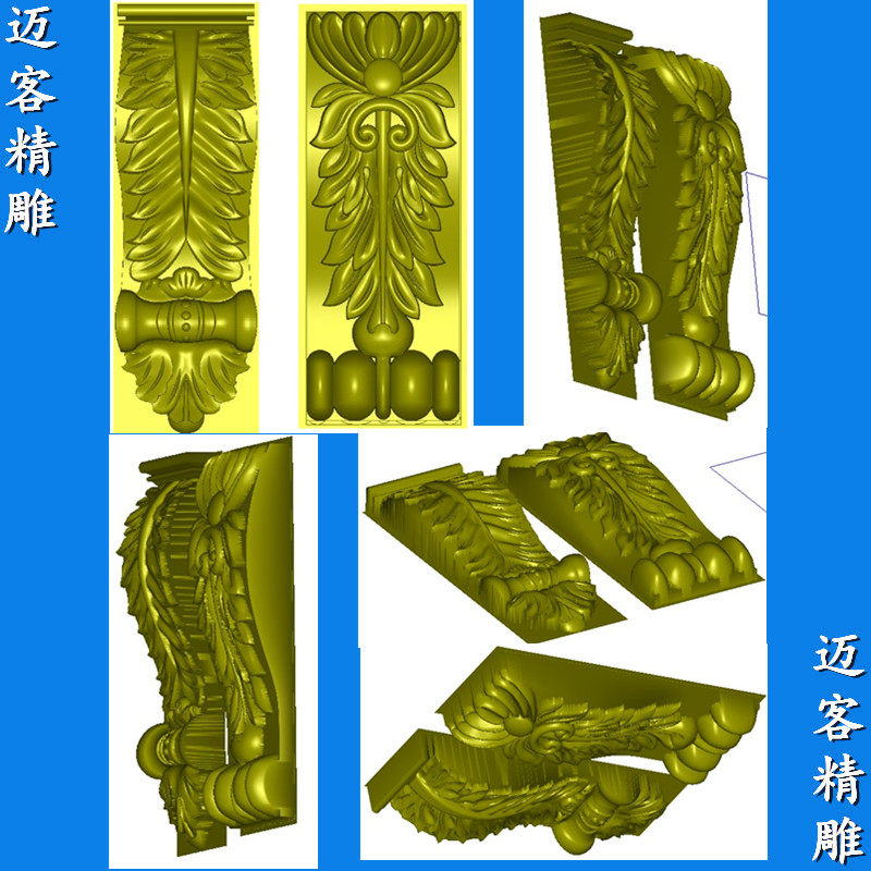 罗马柱头洋花精雕图欧式柱头洋花浮雕灰度图带线