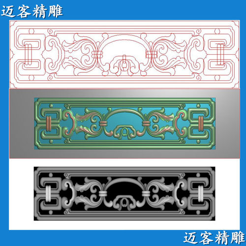 镂空洋花精雕图镂空玄关洋花浮雕栏板灰度图文泰线雕矢量图石木雕