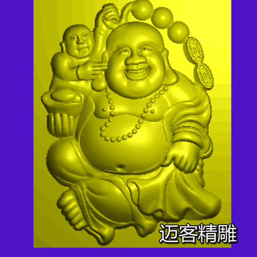 欢乐佛精雕图送子佛浮雕灰度图吊坠挂件 弥勒佛线雕人物高清