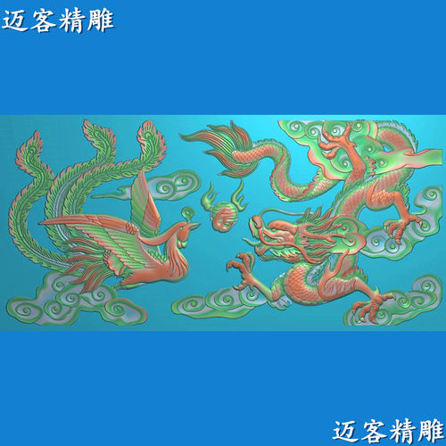 龙凤精雕图龙凤呈祥浮雕图灰度图墓碑背景墙牌匾仿古建筑石雕带线