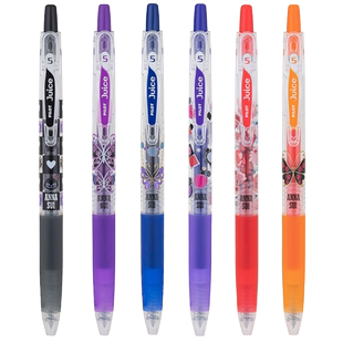 日本pilot百乐果汁笔juice安娜苏ANNA SUI联名限定款按动彩色中性笔学生用蝴蝶爱心口红黑色花朵限定