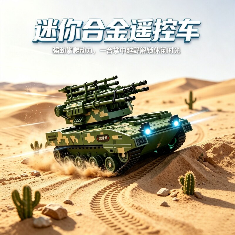 合金迷你坦克遥控车1:64履带式仿真越野模型小型电动玩具亲子礼物