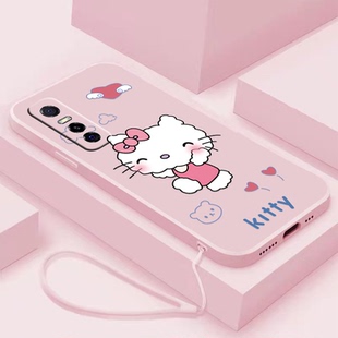 超可爱KT猫咪vivoy73s手机壳z3卡通kitty软壳z3i液态硅胶y85带挂绳y85a女款z1全包镜头z1i磨砂网红保护套超薄