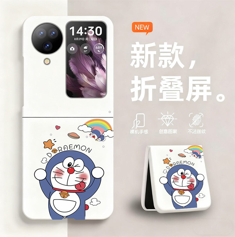 哆啦A梦适用oppoFindn3flip手机壳新款oppoFindn2flip折叠屏无边散热OPPO新款半包超薄硬壳防摔保护套女网红