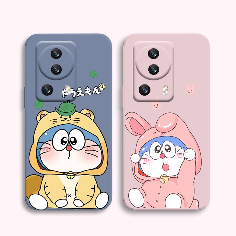 蓝胖子适用于小米civi2手机壳xiaomicivi2情侣款cv2秀恩爱曲屏软壳男女卡通硅胶可爱挂绳高级感全包多啦a梦套