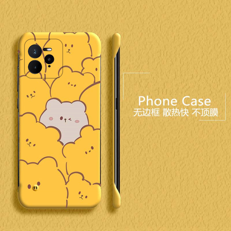 简约小熊适用opporealme真我gt7pro手机壳neo7Turbo无边框13pro散热12新款gt5pro半包11pro+薄realme14pro+硬
