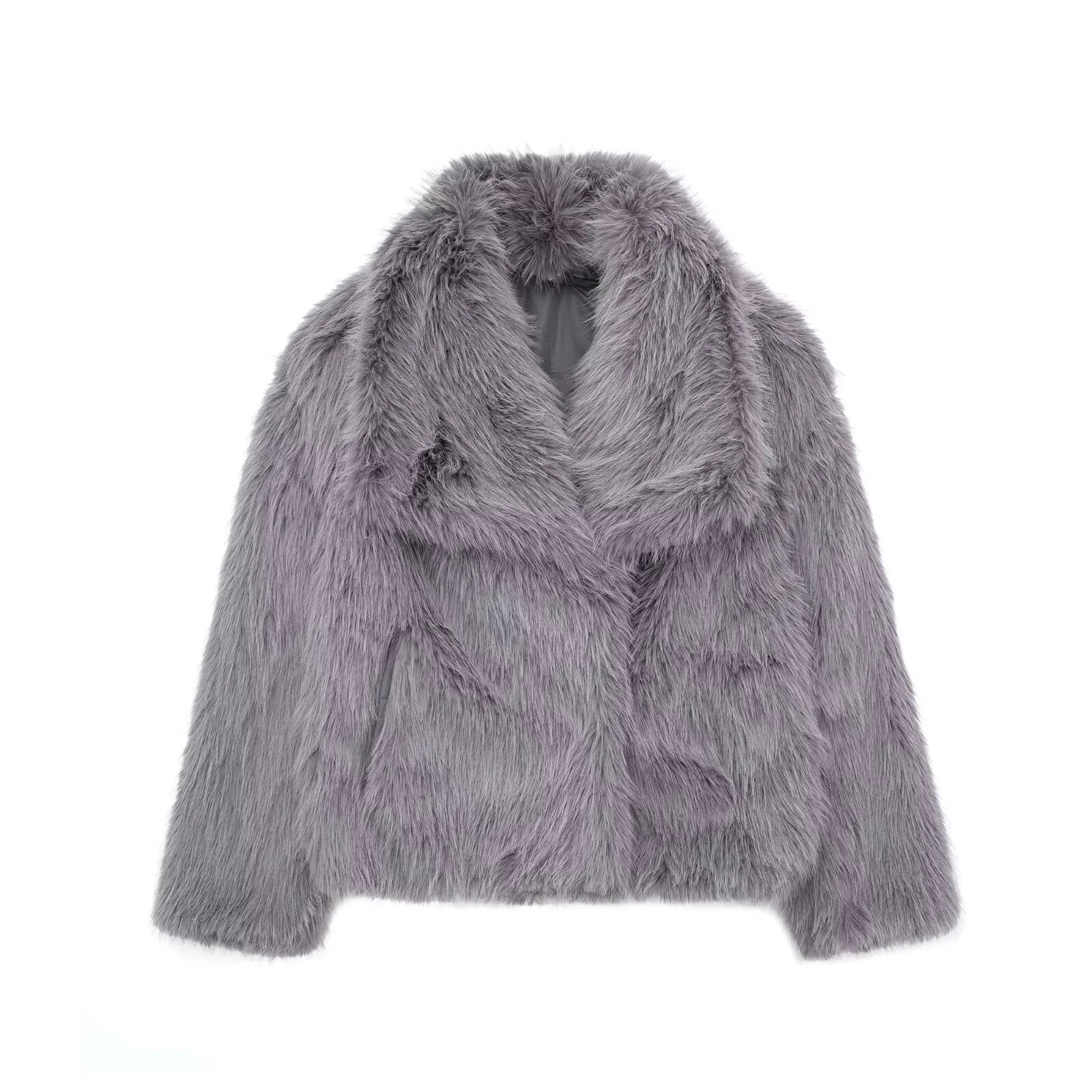 Zara Ecru Short Faux Fur Jacke foto 5