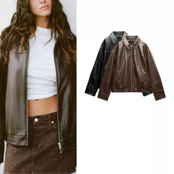 Spring New Arrival Women's Fashion Faux Leather Bomber Jacket Coat 4341864