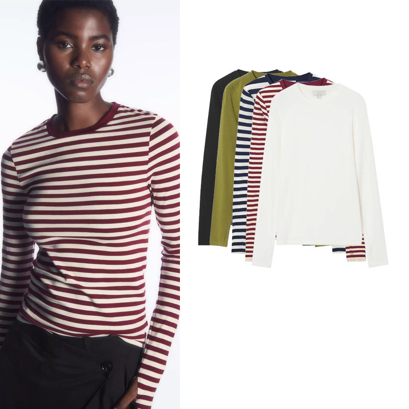 CS   Spring new products Women's wear European style Self-cultivation Plate type Round neck Long sleeve finger hole Undershirt tops   1028327