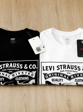 美国正品 Levi's李维斯男士短袖双马大印花T恤宽松休闲圆领上衣夏