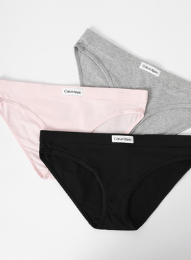 亏本清仓 CK舒适透气布标性感女比基尼棉质三角内裤3条装QP3129O