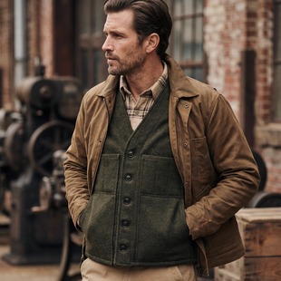Filson美产24oz重磅Mackinaw羊毛工装马甲男西部黄石复古保暖背心